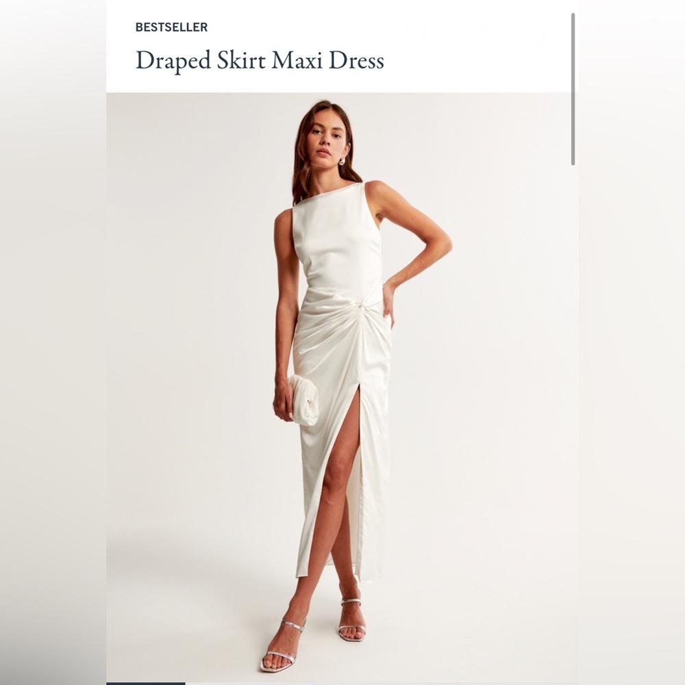 Abercrombie White Satin Maxi Dress w/ Slit